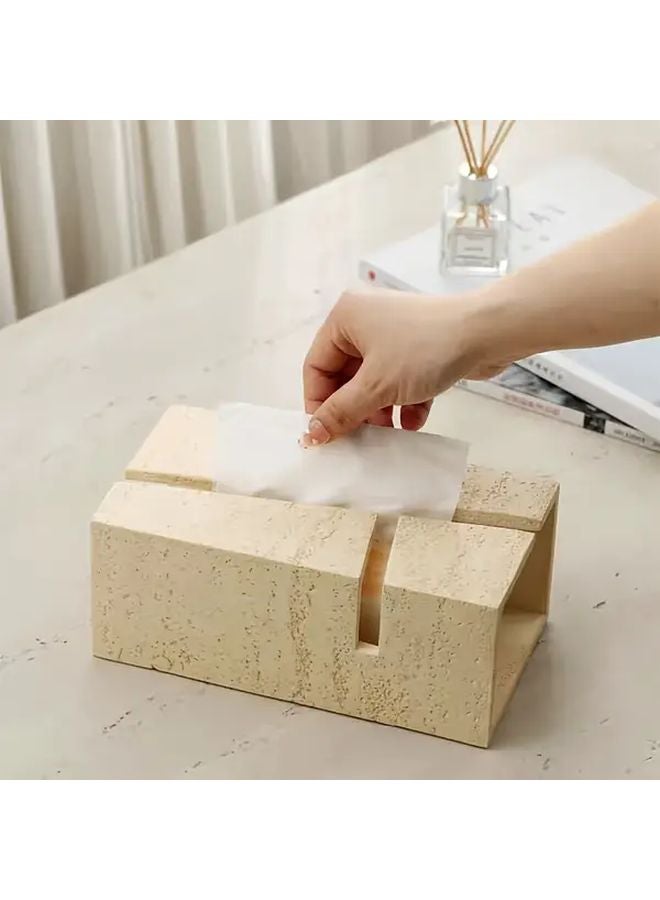 Apricot Geometric Tissue Box Holder Modern Bathroom Kitchen Storage Organizer - Image 1